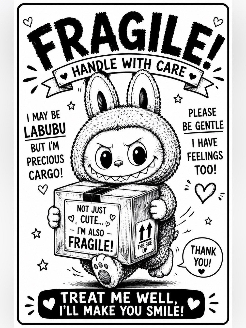 Fragile Labubu 50 count 4x6 choose your style